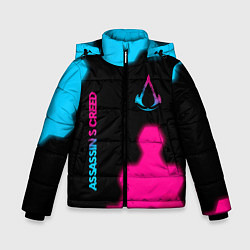 Зимняя куртка для мальчика Assassins Creed - neon gradient: надпись, символ