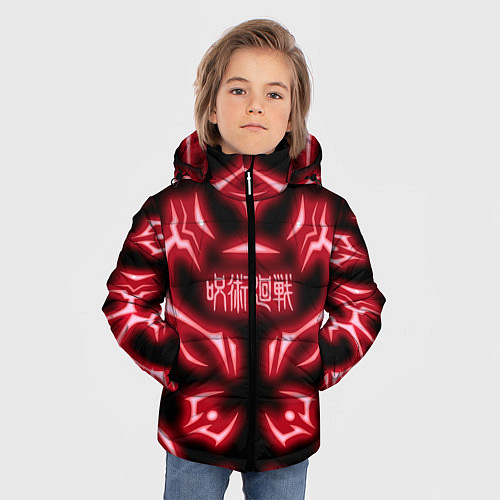 Зимняя куртка для мальчика Магическая битва светящиеся Знаки Сукуны / 3D-Светло-серый – фото 3