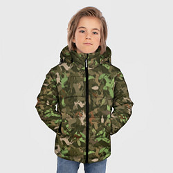 Куртка зимняя для мальчика Олени и дубовые листья - камуфляж, цвет: 3D-черный — фото 2