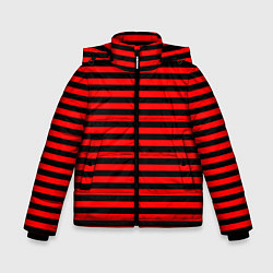Куртка зимняя для мальчика Черно-красные полосы, цвет: 3D-светло-серый