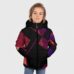Куртка зимняя для мальчика Тёмно-розовые фигуры во тьме, цвет: 3D-красный — фото 2