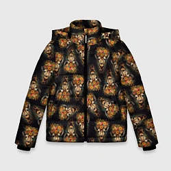 Куртка зимняя для мальчика Паттерн жираф с цветами: арт нейросети, цвет: 3D-черный