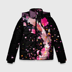 Куртка зимняя для мальчика Вихрь розовых лепестков, цвет: 3D-черный