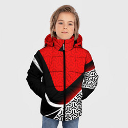 Куртка зимняя для мальчика Геометрическая униформа - красная, цвет: 3D-черный — фото 2