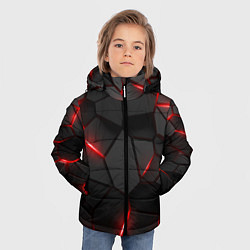 Куртка зимняя для мальчика Плиты с красной подсветкой, цвет: 3D-черный — фото 2
