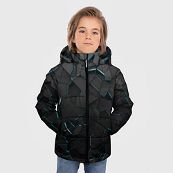 Куртка зимняя для мальчика Плиты с синей неоновой подсветкой, цвет: 3D-черный — фото 2