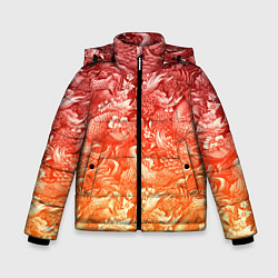 Куртка зимняя для мальчика Огненная татуировка с элементами дракона, цвет: 3D-красный