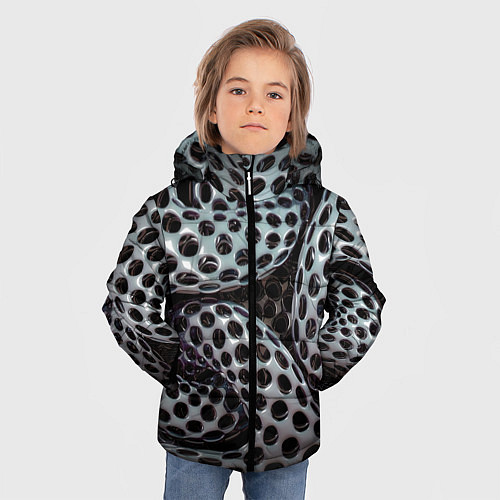 Зимняя куртка для мальчика Металлический спрут / 3D-Светло-серый – фото 3