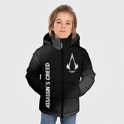 Куртка зимняя для мальчика Assassins Creed glitch на темном фоне: надпись, си, цвет: 3D-черный — фото 2