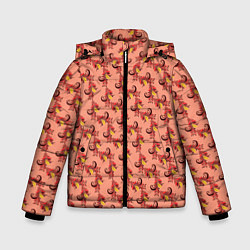 Куртка зимняя для мальчика Декоративный растительный орнамент, цвет: 3D-красный
