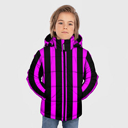 Куртка зимняя для мальчика В полоску черного и фиолетового цвета, цвет: 3D-черный — фото 2