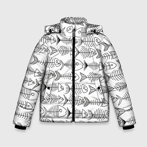 Зимняя куртка для мальчика Рыбные скелетики / 3D-Красный – фото 1