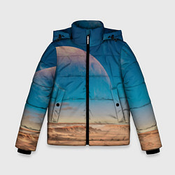 Куртка зимняя для мальчика Пустыня и очертания планеты, цвет: 3D-черный