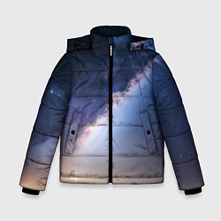 Куртка зимняя для мальчика Звёздное небо и горы, цвет: 3D-светло-серый