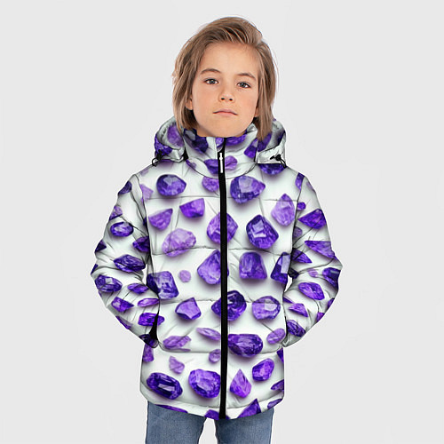 Зимняя куртка для мальчика Россыпь аметистов / 3D-Светло-серый – фото 3