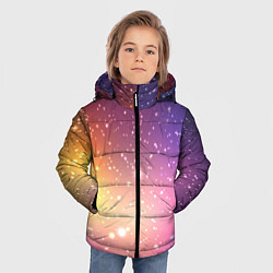 Куртка зимняя для мальчика Желто фиолетовое свечение и звезды, цвет: 3D-черный — фото 2