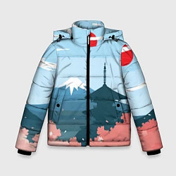 Куртка зимняя для мальчика Вид на Фудзияму - Япония, цвет: 3D-черный
