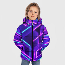 Куртка зимняя для мальчика Светящиеся разноцветные полосы, цвет: 3D-светло-серый — фото 2