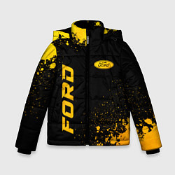 Куртка зимняя для мальчика Ford - gold gradient: надпись, символ, цвет: 3D-черный