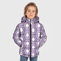 Куртка зимняя для мальчика Шестиугольники фиолетовые, цвет: 3D-черный — фото 2