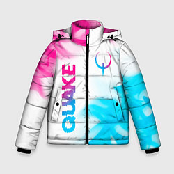 Куртка зимняя для мальчика Quake neon gradient style: надпись, символ, цвет: 3D-черный