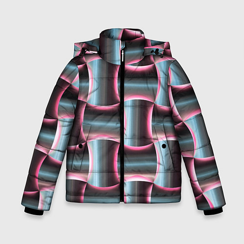 Зимняя куртка для мальчика Множество полурозовых изогнутых четырёхугольников / 3D-Красный – фото 1