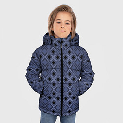 Куртка зимняя для мальчика Геометрический узор в черно-синих тонах, цвет: 3D-светло-серый — фото 2