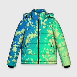 Куртка зимняя для мальчика Градиент сине-зеленый пятна, цвет: 3D-светло-серый