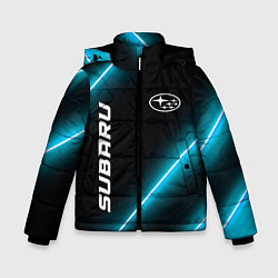Куртка зимняя для мальчика Subaru неоновые лампы, цвет: 3D-черный