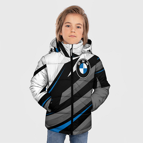 Зимняя куртка для мальчика БМВ - спортивная униформа / 3D-Светло-серый – фото 3