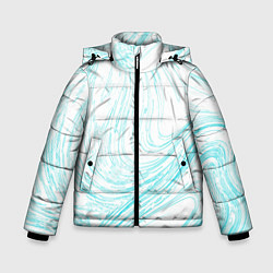Куртка зимняя для мальчика Абстракция бело-голубой, цвет: 3D-светло-серый
