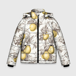 Куртка зимняя для мальчика Лимоны - винтаж графика: паттерн, цвет: 3D-черный