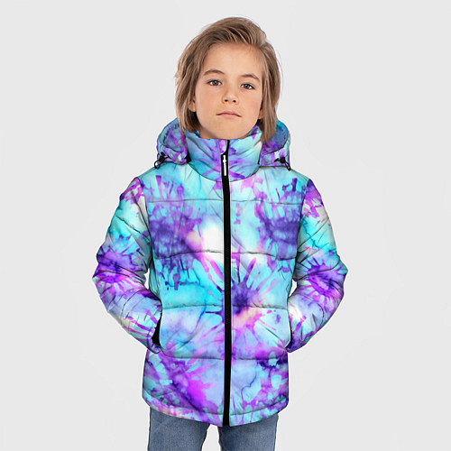 Зимняя куртка для мальчика Морское дно узор - тай-дай / 3D-Светло-серый – фото 3