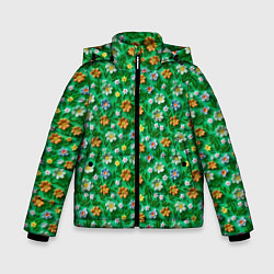 Куртка зимняя для мальчика Объемные летние цветы, цвет: 3D-красный