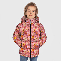 Куртка зимняя для мальчика Желтые белые и розовые цветы, цвет: 3D-черный — фото 2