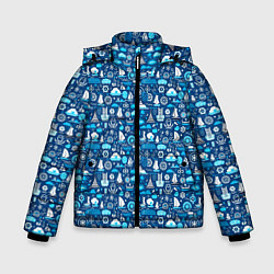 Куртка зимняя для мальчика Кораблики и волны, цвет: 3D-светло-серый