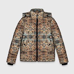 Куртка зимняя для мальчика Ржавые абстрактные цветы в горошек, цвет: 3D-черный