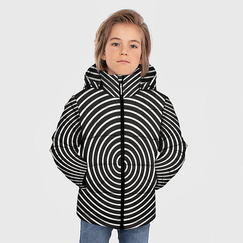 Зимняя куртка для мальчика Оптическая спираль / 3D-Светло-серый – фото 3