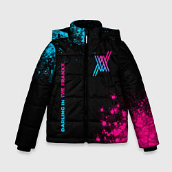 Куртка зимняя для мальчика Darling in the FranXX - neon gradient: надпись, си, цвет: 3D-черный