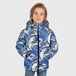Куртка зимняя для мальчика Японский традиционный узор волн, цвет: 3D-красный — фото 2