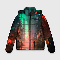 Куртка зимняя для мальчика Кибер город будущего, цвет: 3D-красный