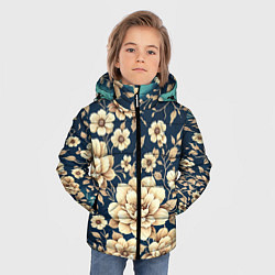 Куртка зимняя для мальчика Золотые цветы узор, цвет: 3D-светло-серый — фото 2