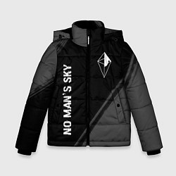 Зимняя куртка для мальчика No Mans Sky glitch на темном фоне: надпись, символ