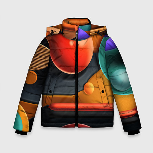 Зимняя куртка для мальчика Геометрия фигур / 3D-Красный – фото 1