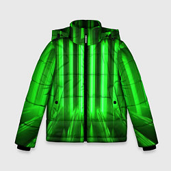 Куртка зимняя для мальчика Зеленые неоновый световой фон, цвет: 3D-светло-серый