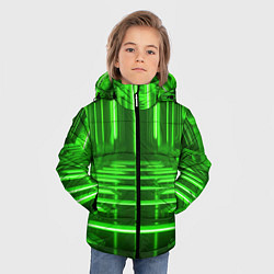 Куртка зимняя для мальчика Зеленые световые объекты, цвет: 3D-светло-серый — фото 2