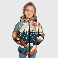 Куртка зимняя для мальчика Ретро Фудзияма, цвет: 3D-черный — фото 2