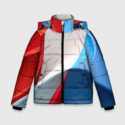 Куртка зимняя для мальчика Абстракция белый синий красный, цвет: 3D-черный