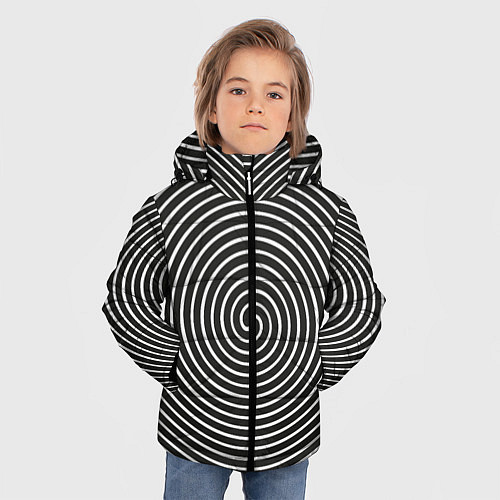 Зимняя куртка для мальчика Оптическая иллюзия спираль / 3D-Светло-серый – фото 3