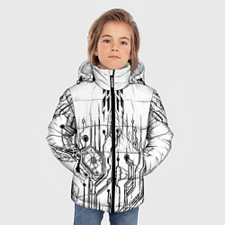 Куртка зимняя для мальчика ЧБ Киберпанк-Модерн, цвет: 3D-красный — фото 2